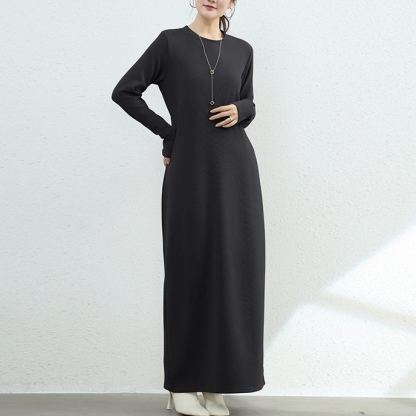 暖かい裏起毛マキシ・ロングワンピース