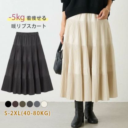 ハイウエストの秋冬用プリーツスカート
