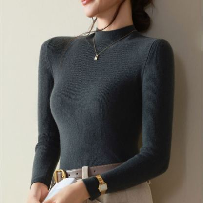 着回し可能 レディース  ハイネック 無地 ウール ニット