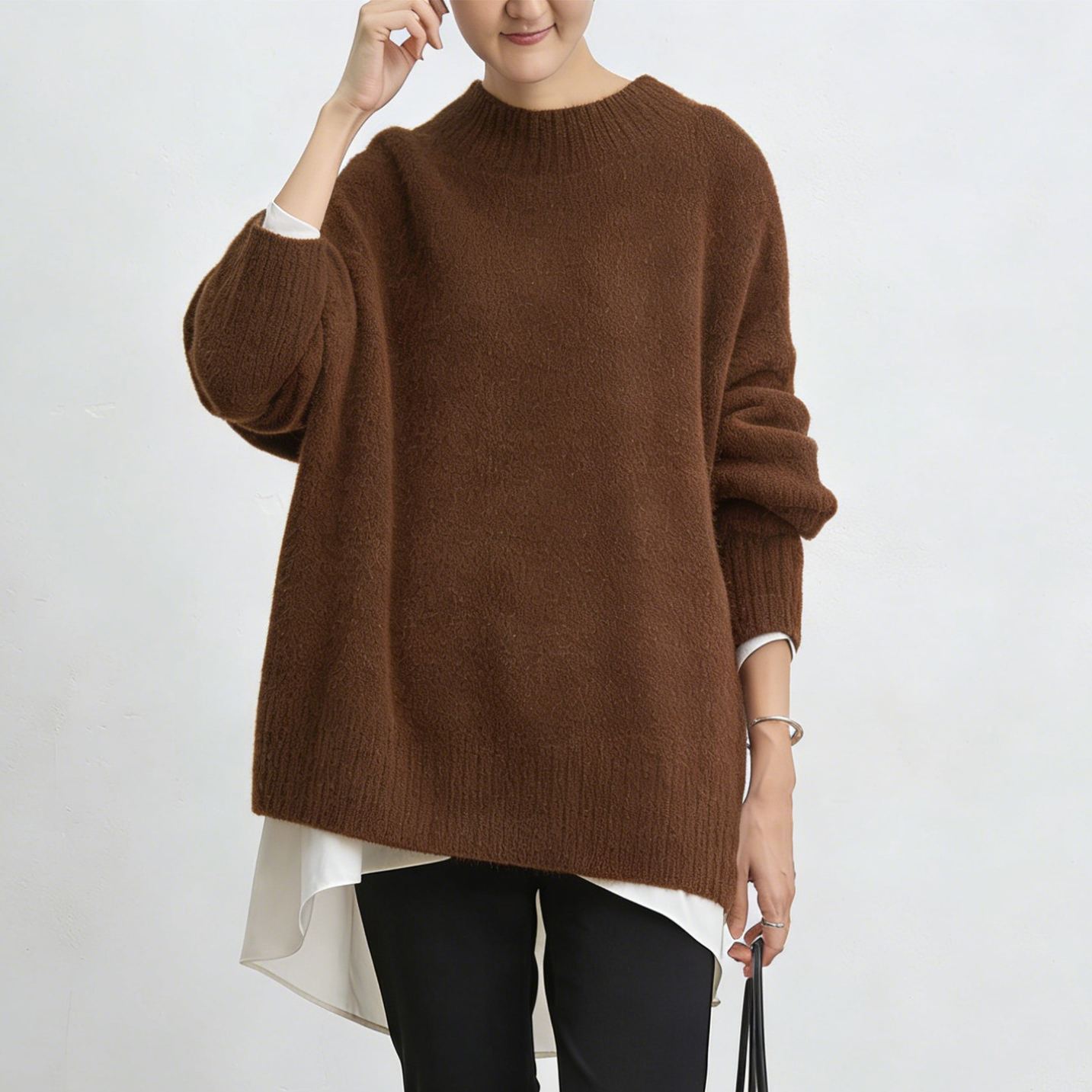 柔らかい レディース プルオーバー 無地 長袖 セーター