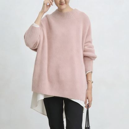 柔らかい レディース プルオーバー 無地 長袖 セーター