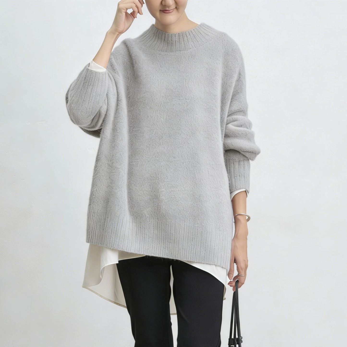 柔らかい レディース プルオーバー 無地 長袖 セーター