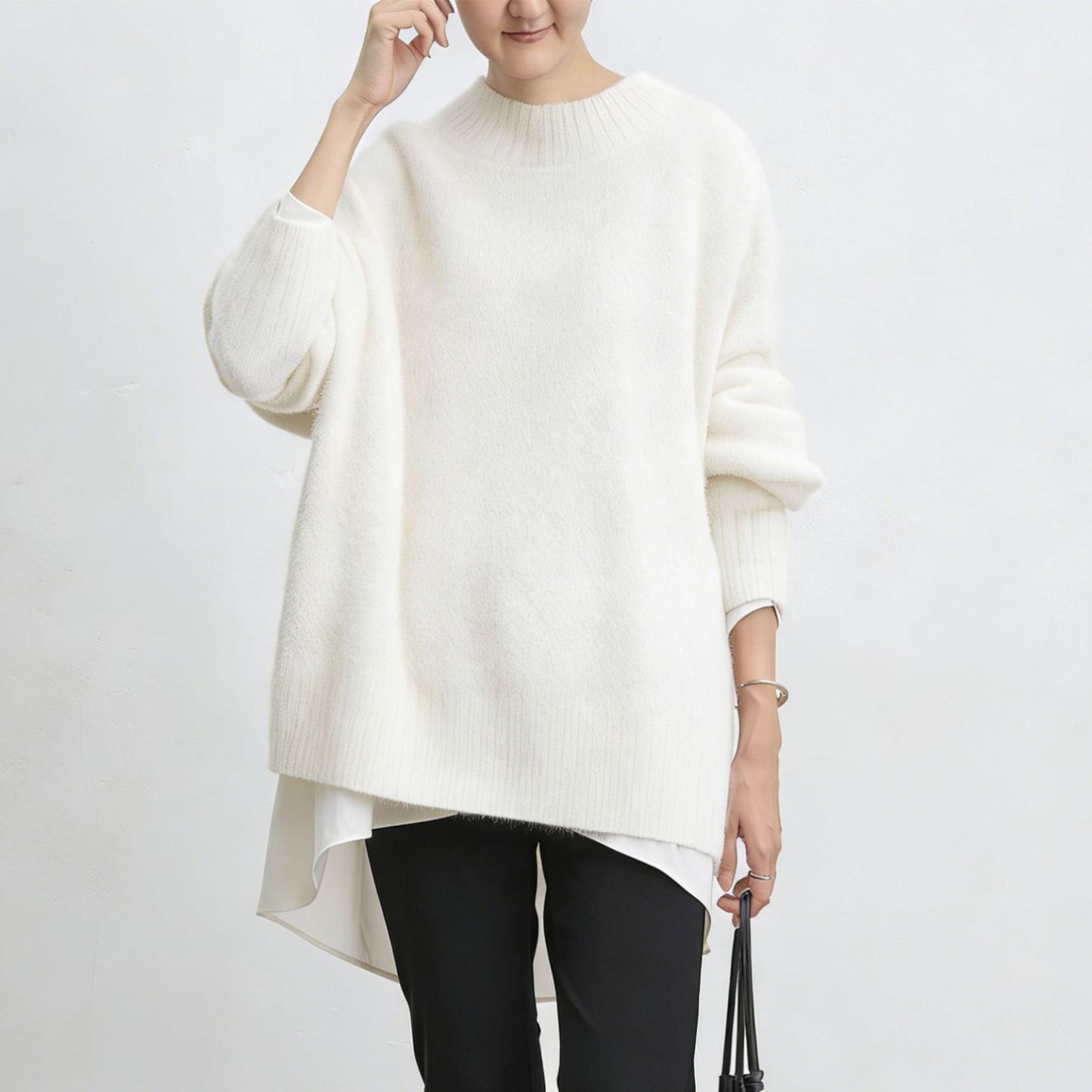 柔らかい レディース プルオーバー 無地 長袖 セーター