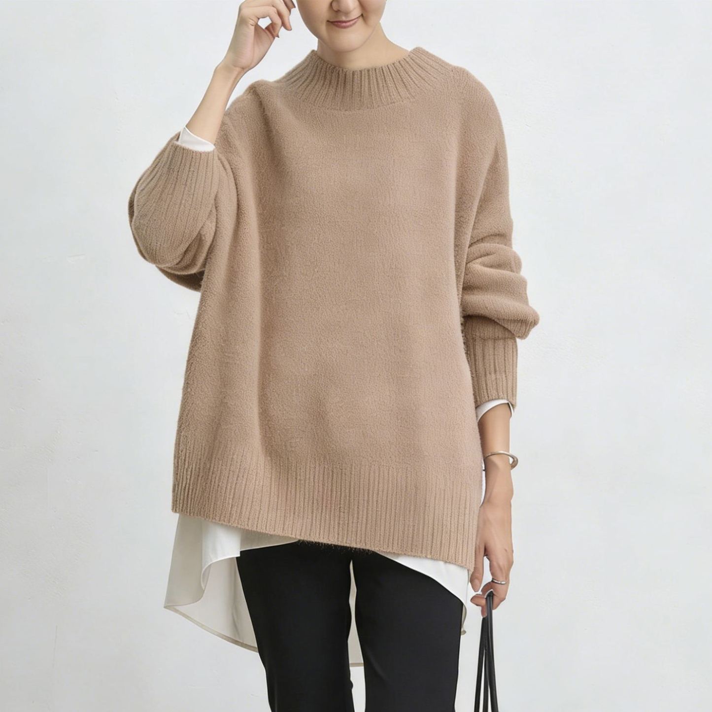 柔らかい レディース プルオーバー 無地 長袖 セーター