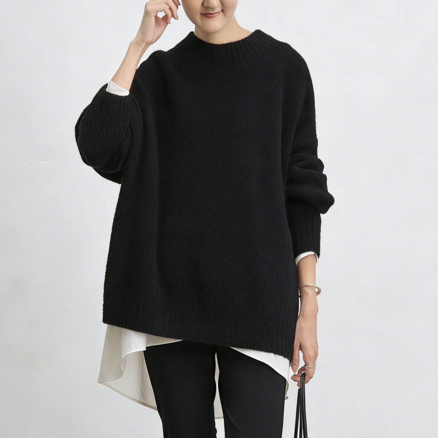 柔らかい レディース プルオーバー 無地 長袖 セーター