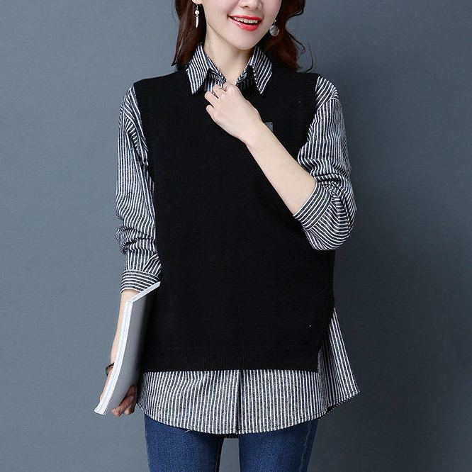 レディース ラウンドネック ニット 無地 ベスト