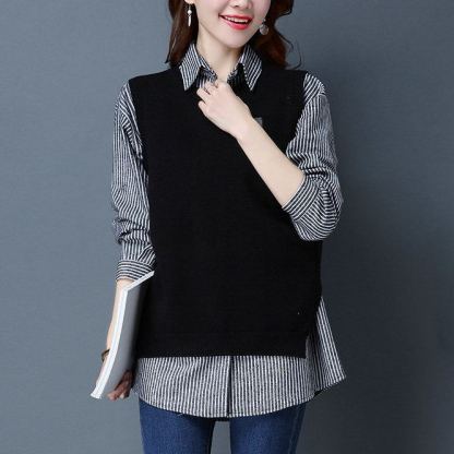 レディース ラウンドネック ニット 無地 ベスト