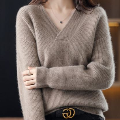 ルーズ Vネック カシミア製 ニット