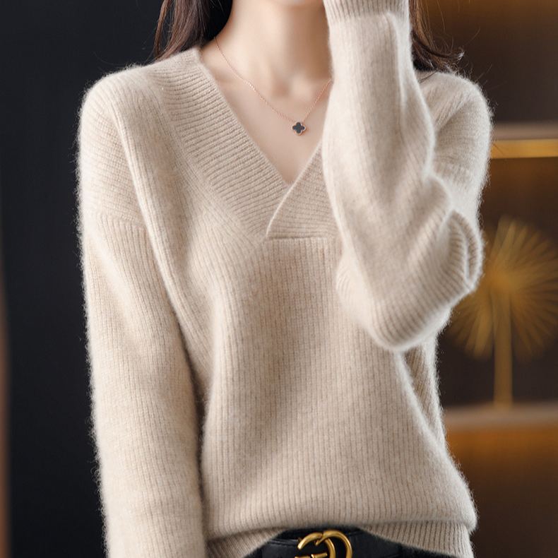 ルーズ Vネック カシミア製 ニット