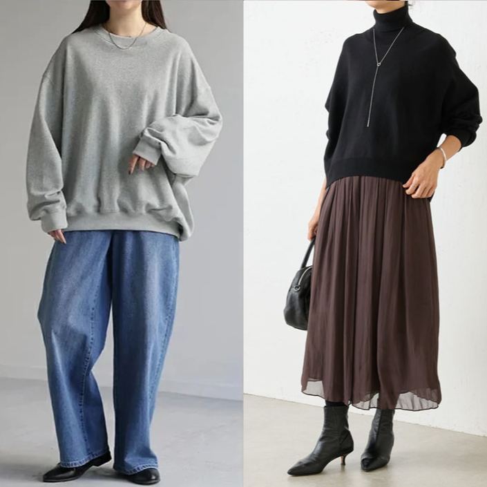 ハイウエスト秋冬プリーツスカート