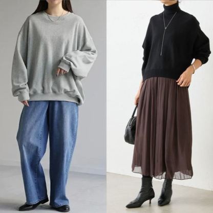 ハイウエスト秋冬プリーツスカート