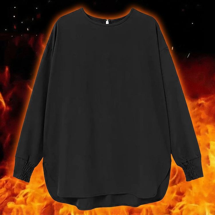 ベーシックカラー 丸襟 ロングスリーブ