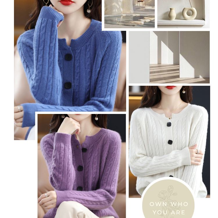 レディース ニット 無地 カーディガン