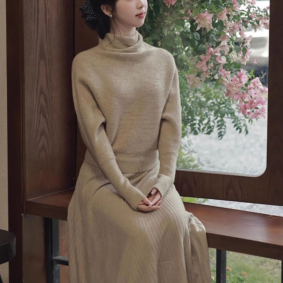 秋冬コーデに最適なふわふわモックネックニット2点セット