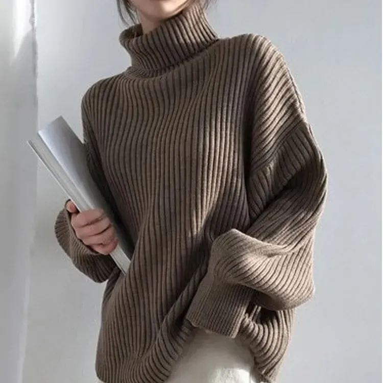 保温性 贅肉カバー 無地 ハイネック 通気性 快適 ニット