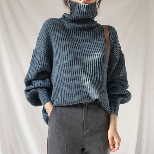 保温性 贅肉カバー 無地 ハイネック 通気性 快適 ニット