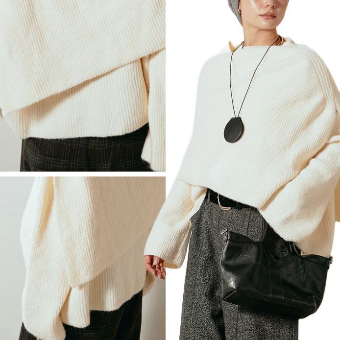 無地 カジュアル シンプル フレンチケープ風 ニット 