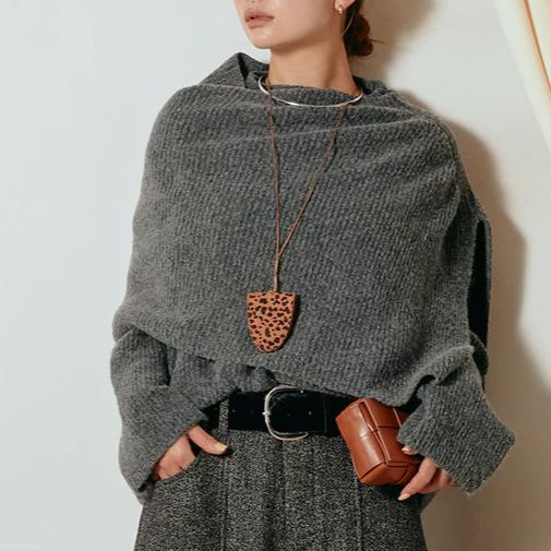 無地 カジュアル シンプル フレンチケープ風 ニット 