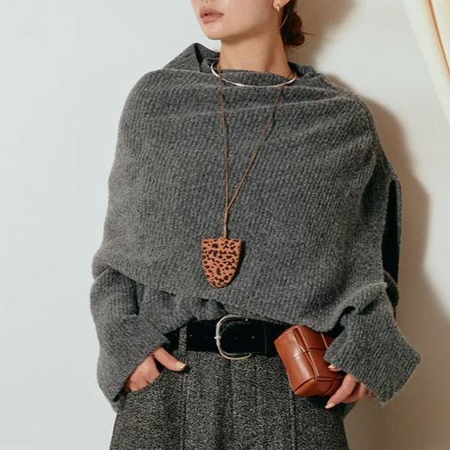 無地 カジュアル シンプル フレンチケープ風 ニット 