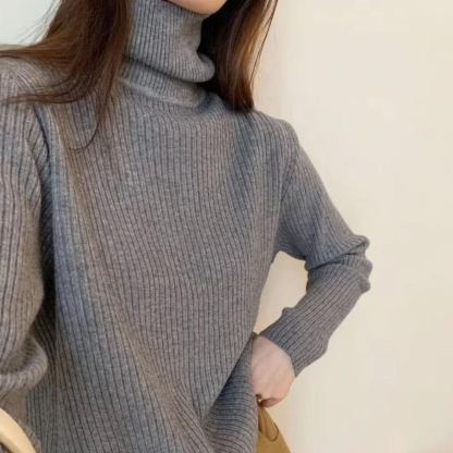 大人気 ハイネック カシミヤリブ ニット