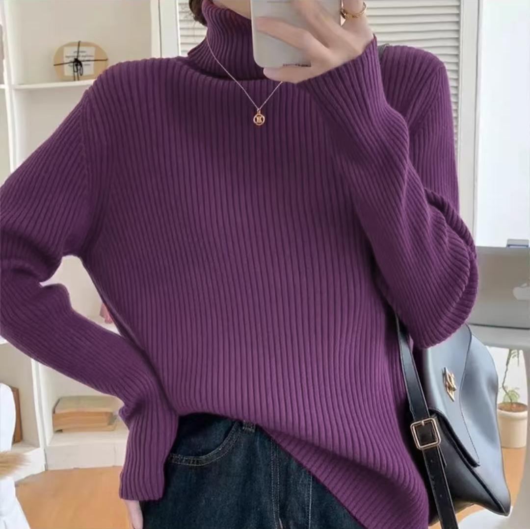 大人気 ハイネック カシミヤリブ ニット