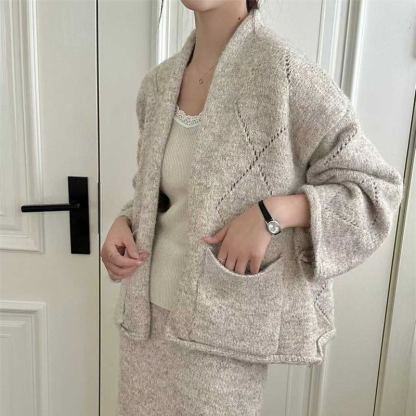 厚手ルーズセータースカートセットアップ