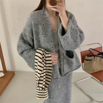 厚手ルーズセータースカートセットアップ