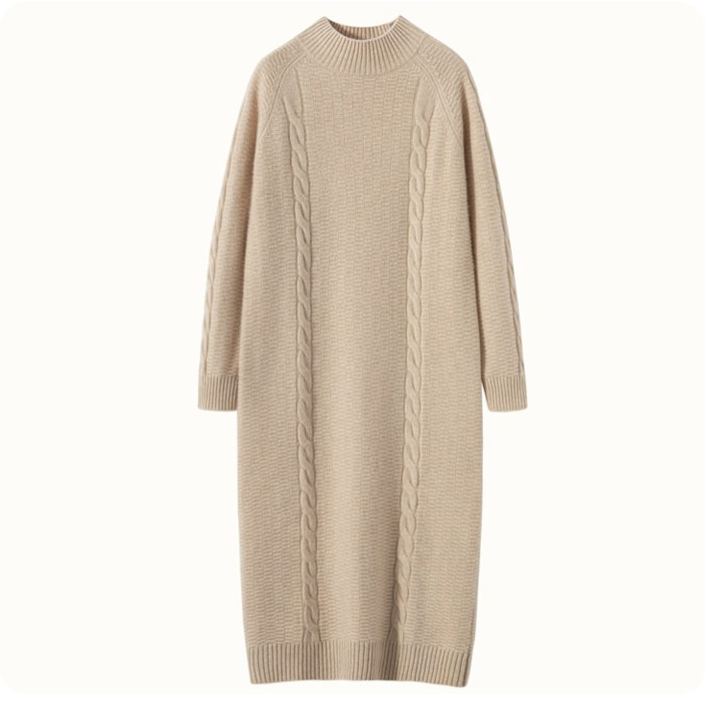 ハイネック ロング ニットワンピース