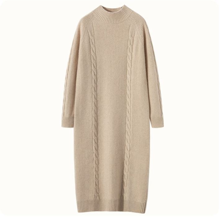 ハイネック ロング ニットワンピース