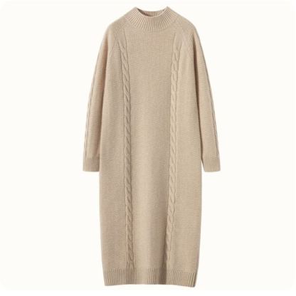 ハイネック ロング ニットワンピース