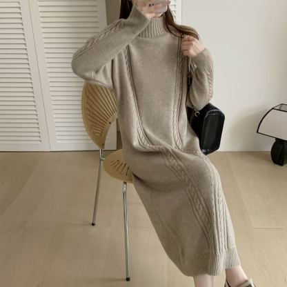 ハイネック ロング ニットワンピース