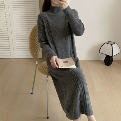 ハイネック ロング ニットワンピース