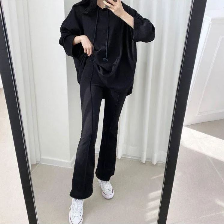 着心地良い 無地 レディース フード付き パーカー+パンツ セットアップ