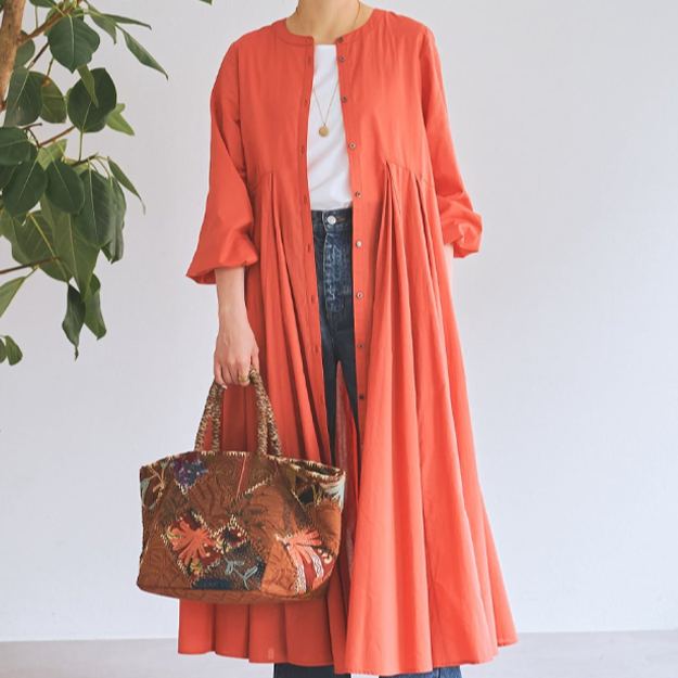 着られる ゆったり レイヤード ハイウエスト Aライン ワンピース 