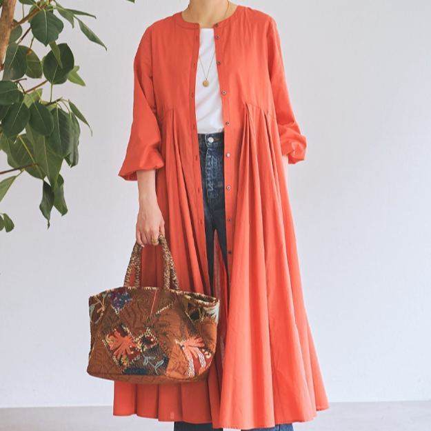 着られる ゆったり レイヤード ハイウエスト Aライン ワンピース 