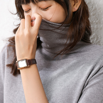 無地 長袖 ふわふわ ハイネック ニット 