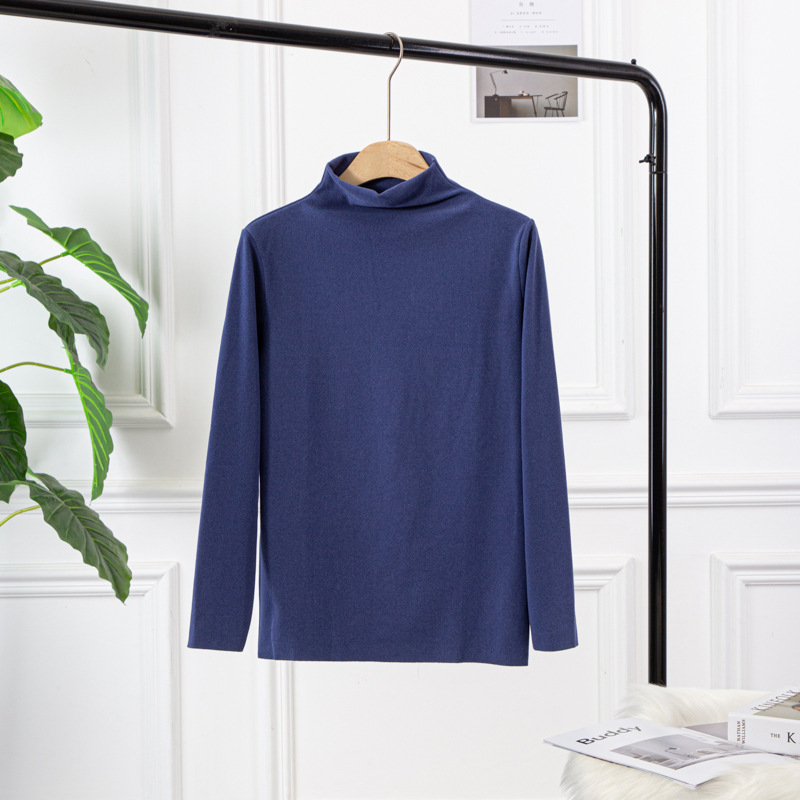 柔らかい あったか ハイネック 無地 カットソー