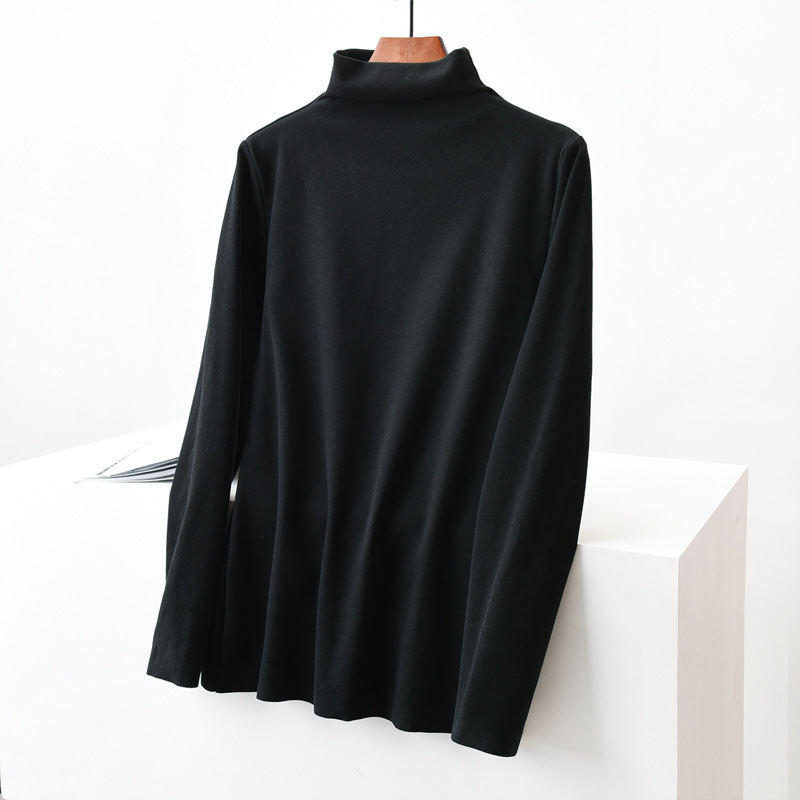 柔らかい あったか ハイネック 無地 カットソー