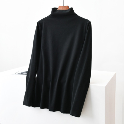 柔らかい あったか ハイネック 無地 カットソー