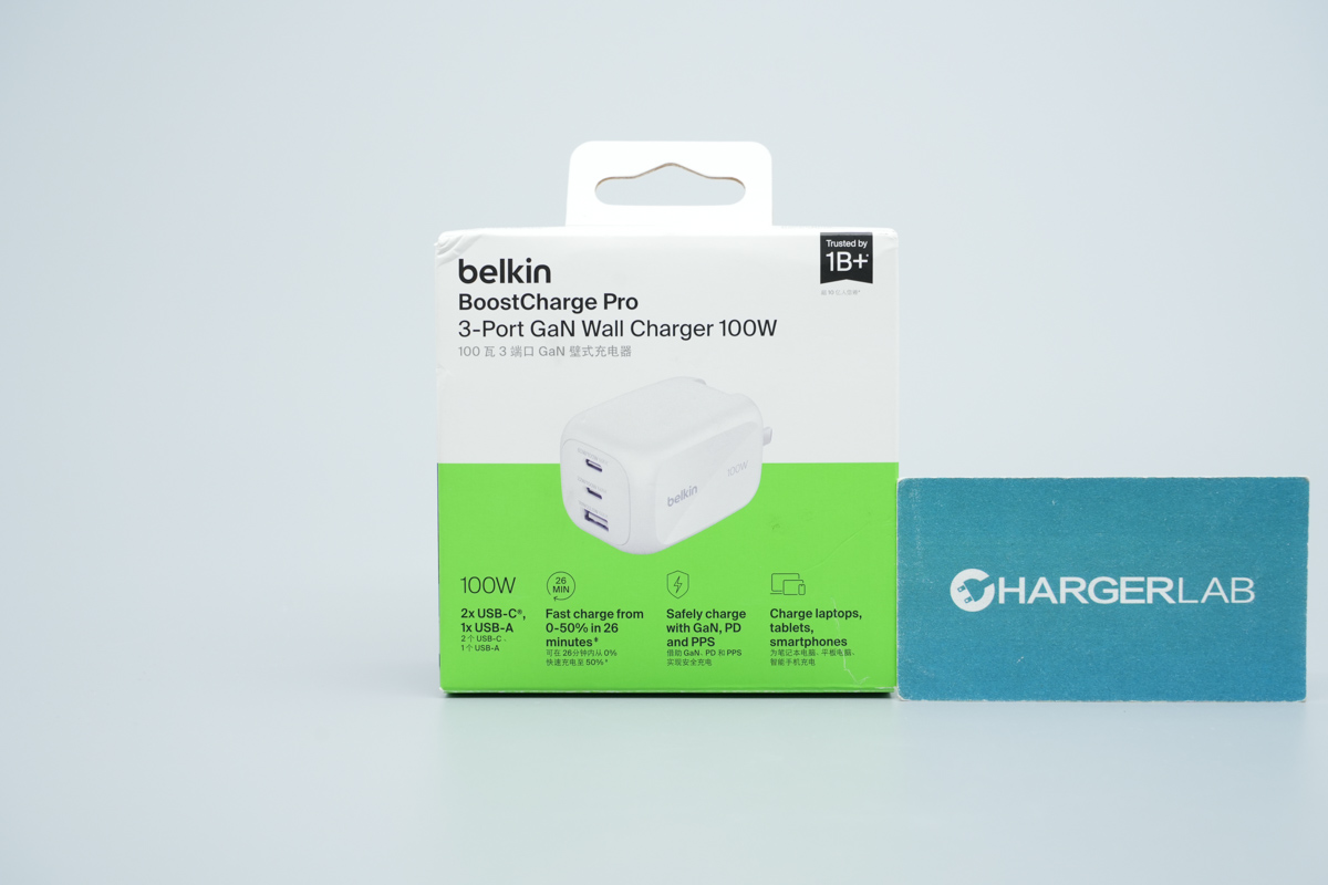 贝尔金100W 2C1A氮化镓快充充电器 WCH016yz