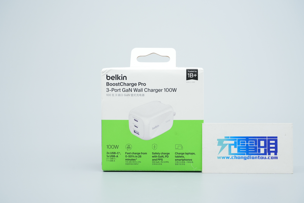 贝尔金100W 2C1A氮化镓快充充电器 WCH016yz