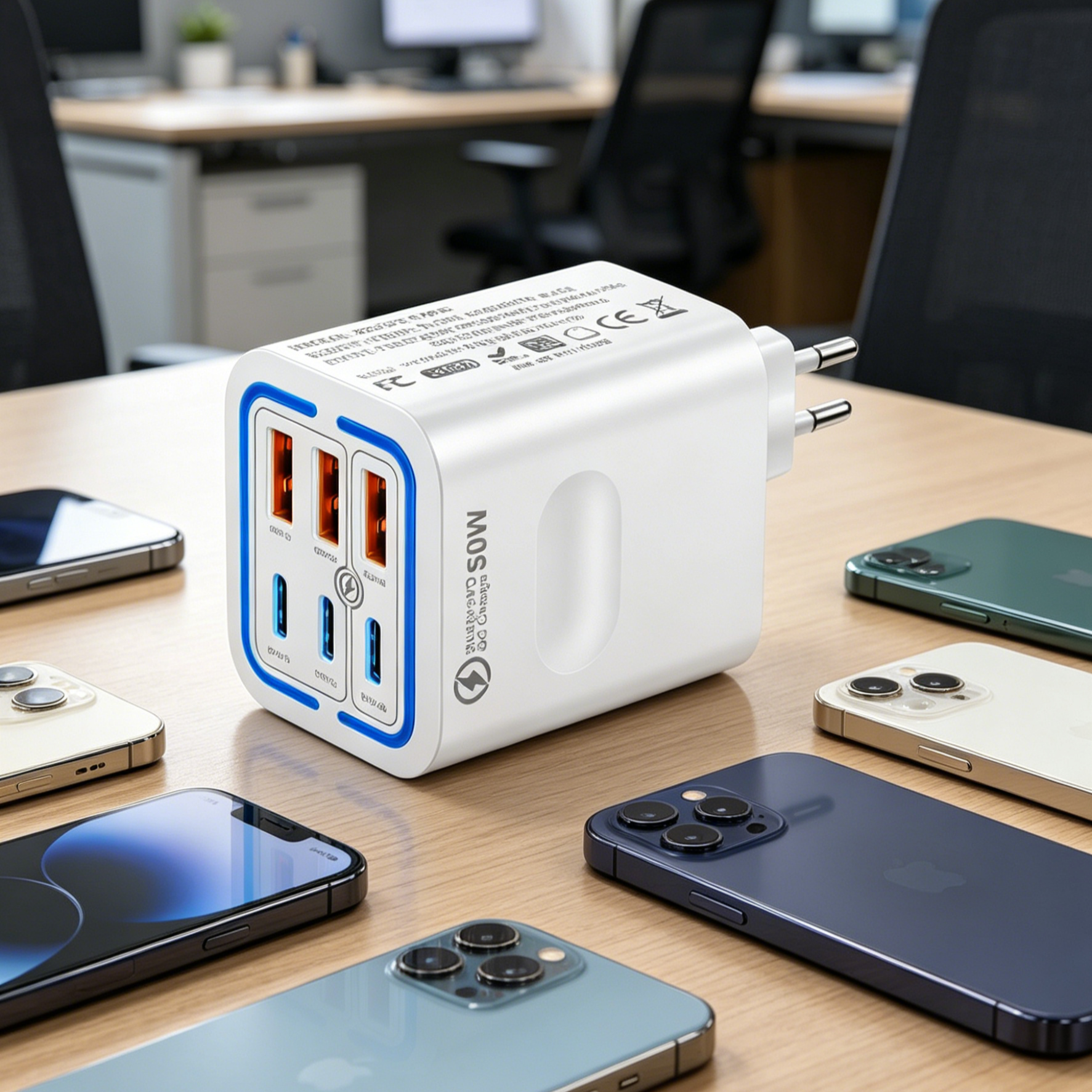 6 portos gyorstöltő | Utazási telefon töltő | Multi USB elosztó | Type-C gyorstöltő adapter | Intelligens fali töltő | Univerzális töltőáramkör