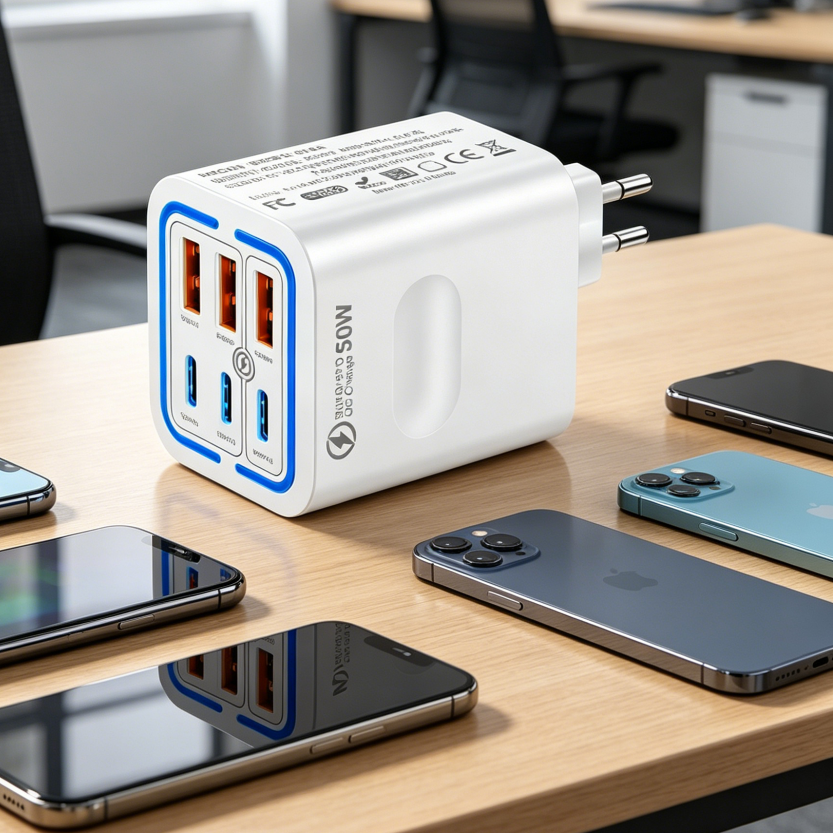 6 portos gyorstöltő | Utazási telefon töltő | Multi USB elosztó | Type-C gyorstöltő adapter | Intelligens fali töltő | Univerzális töltőáramkör