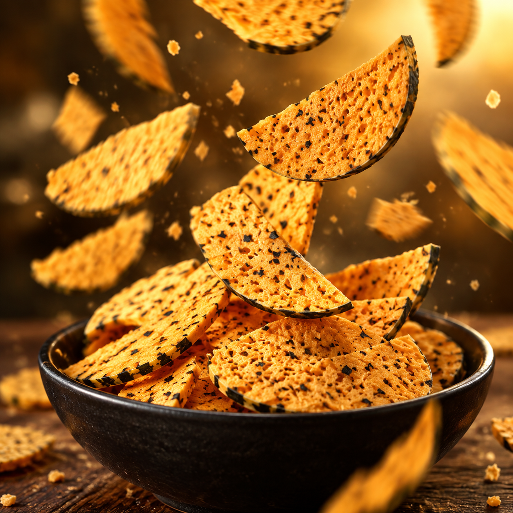Prémium szarvasgombás sütőtök chips – ropogós, sütőben sült zöldségchips transzzsír nélkül