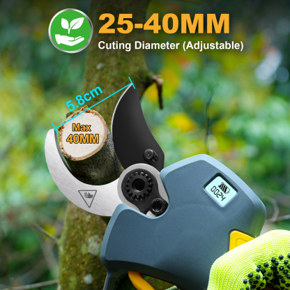 Gardeners trust these 40 mm-capable battery pruners with Japanese SK5 blade for clean cuts on thick limbs without hand fatigue