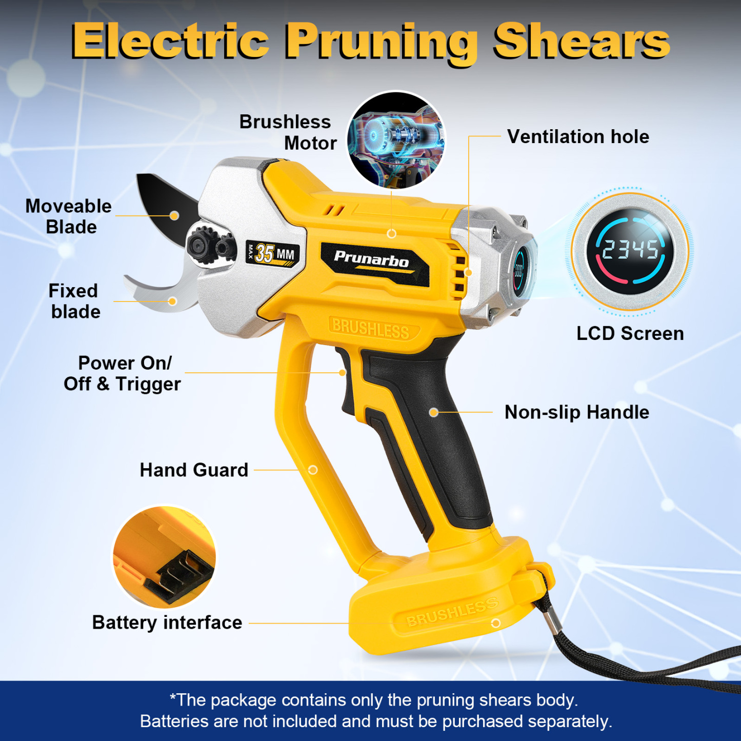 35MM 21V Electric Pruning Shears Only Pruner Body Machine -- Prunarbo PR-D35-body