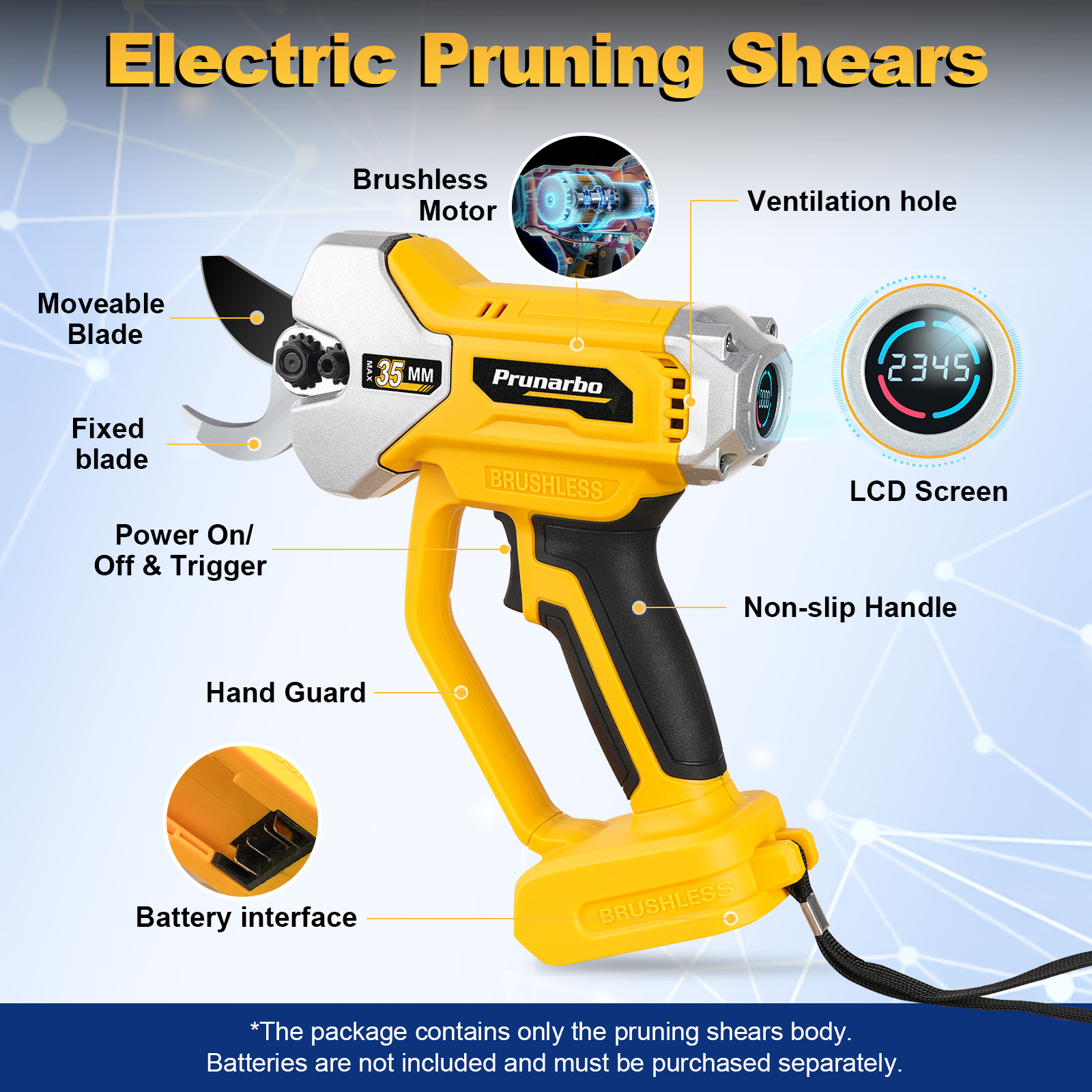 35MM 21V Electric Pruning Shears Only Pruner Body Machine -- Prunarbo PR-D35-body