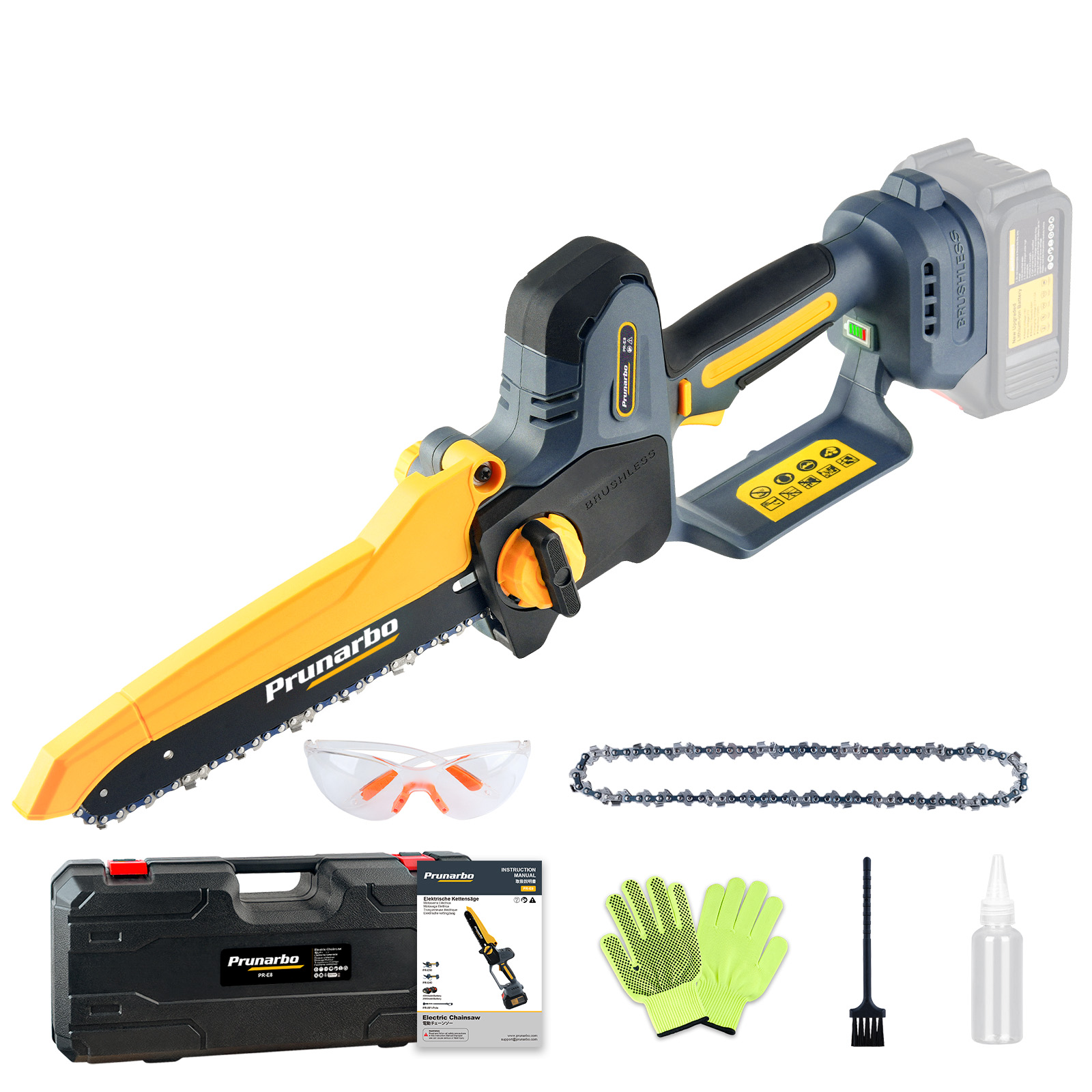 PR-E8 Tool Only -- 21V 8Inch Mini Chain Saw Battery Powered Only Chainsaw Body Machine