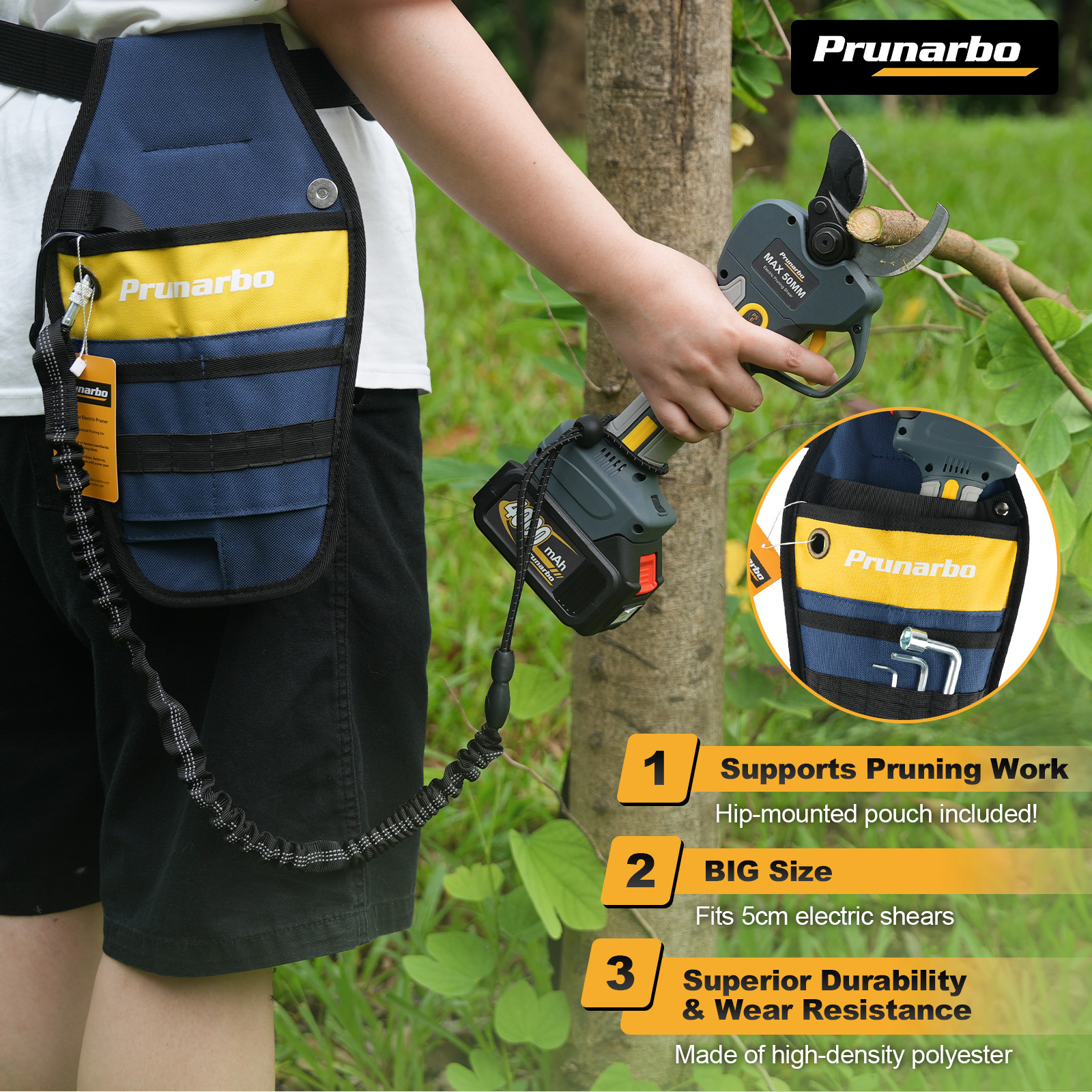 Prunarbo Pruner Holster with Belt Adjustable Durable Tool Pouch for Gardening Pruning Shears