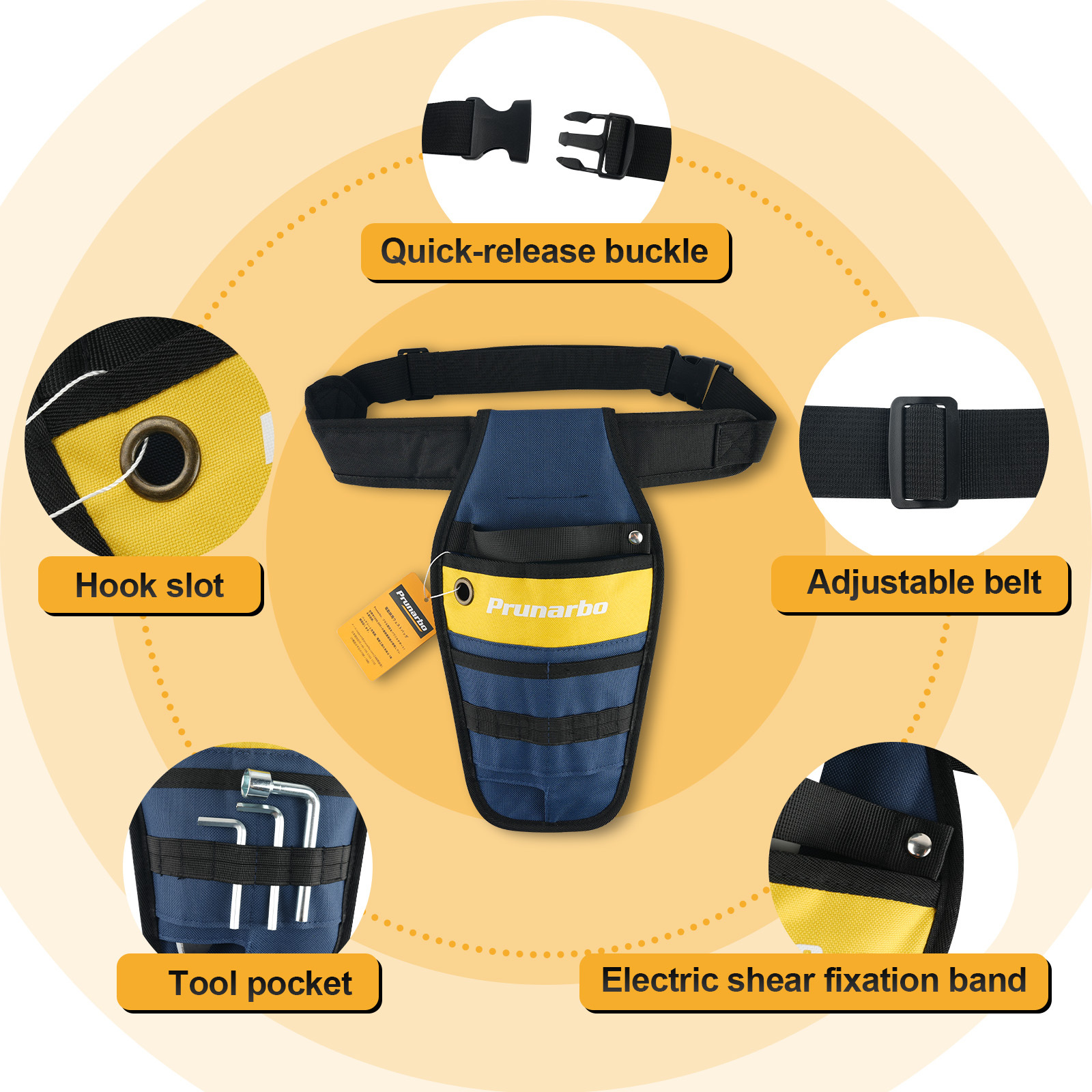 Prunarbo Pruner Holster with Belt Adjustable Durable Tool Pouch for Gardening Pruning Shears